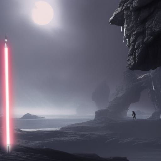 Epic Lightsaber in Digital Matte Painting Style