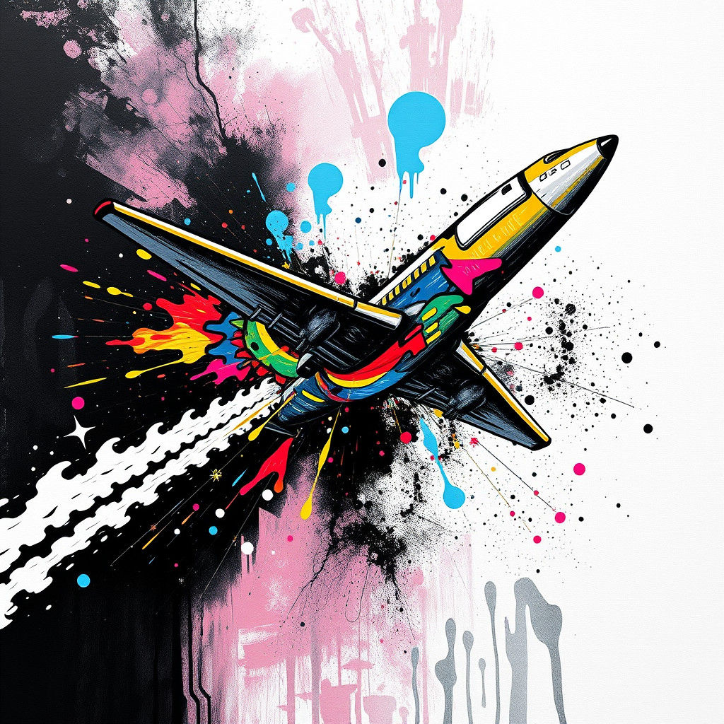 Plane Loop-the-Loop in Graffiti Splash Art
