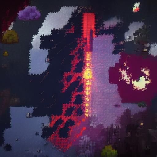 Pixel Art Magma Eruption and Meteor Shower