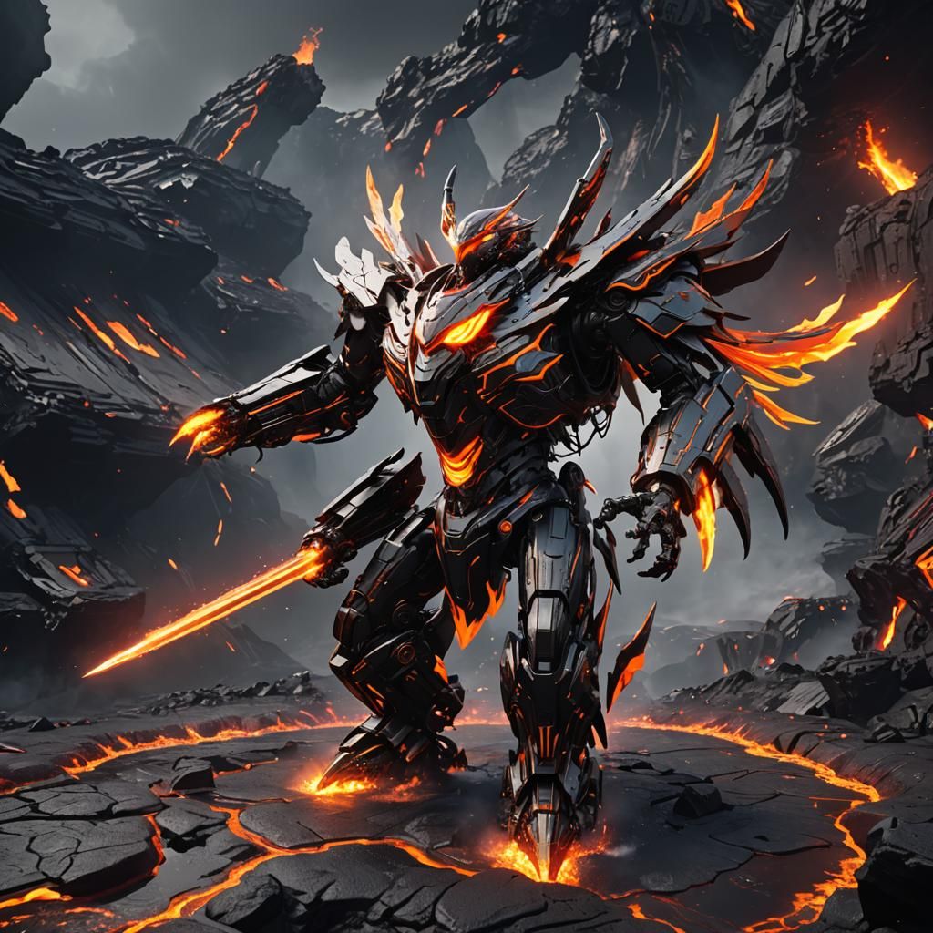 black fire bird robot