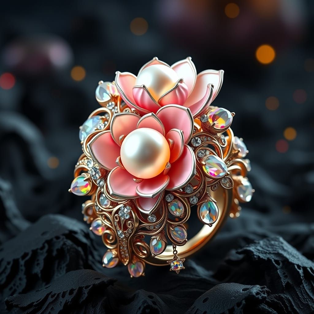 Ethereal Wedding Ring in Biomechanical Style