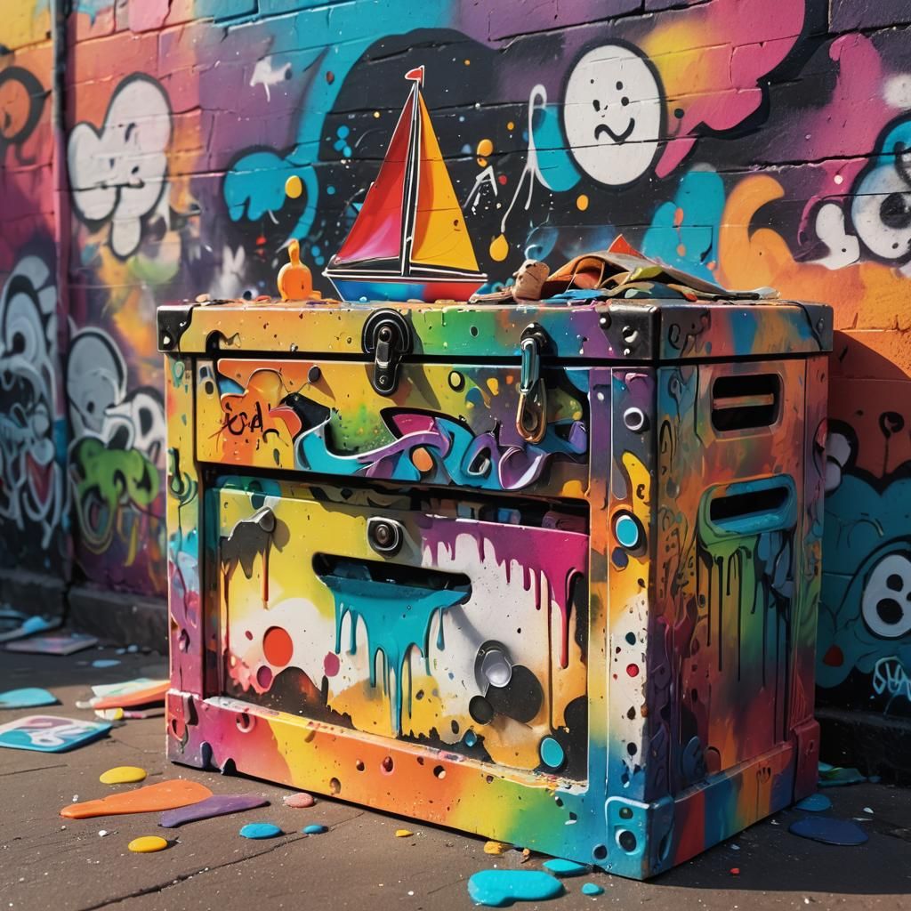 Fantasy Street Art Toy Box with Glowing Sail