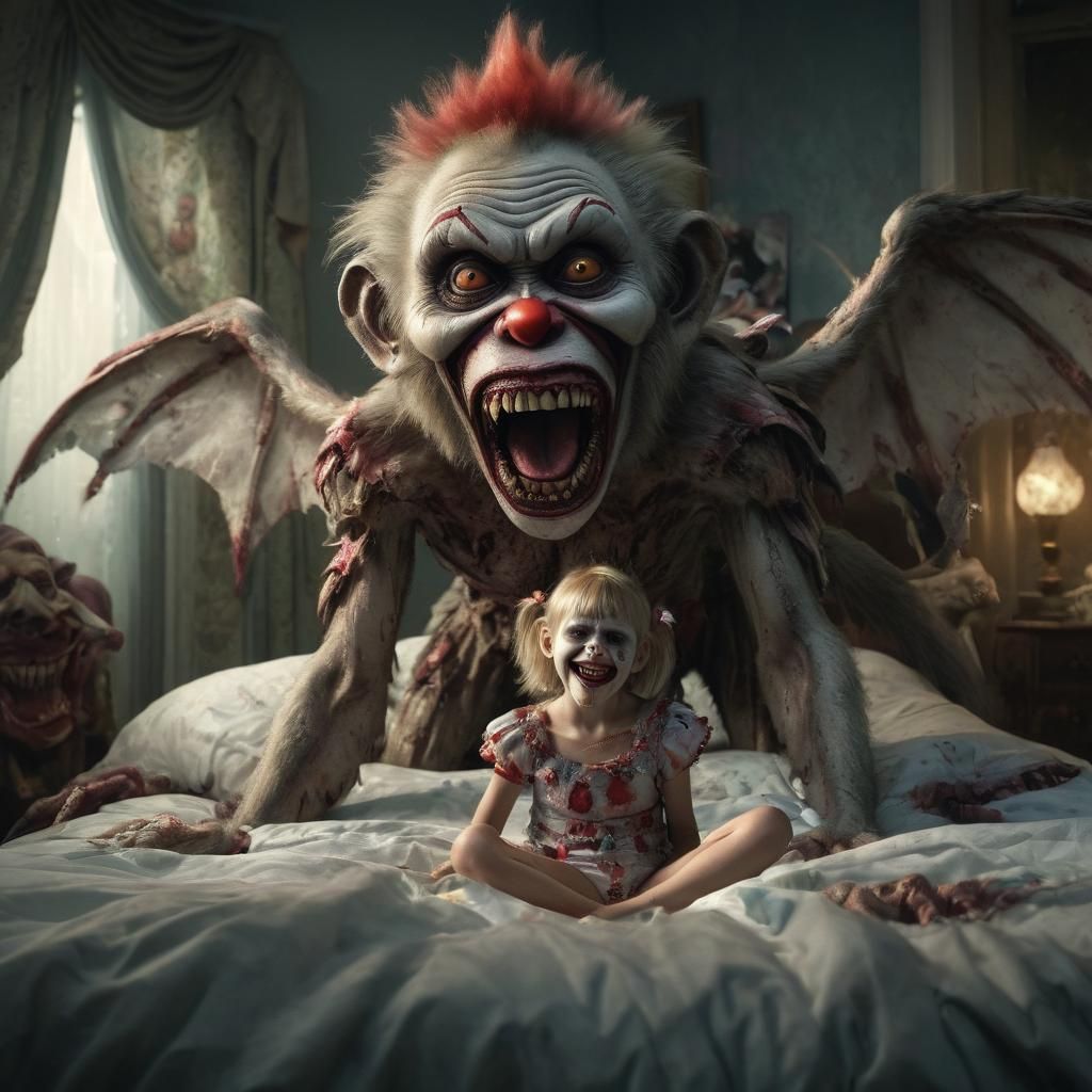 Zombie Monkey Clown Tooth Fairy Digital Painting