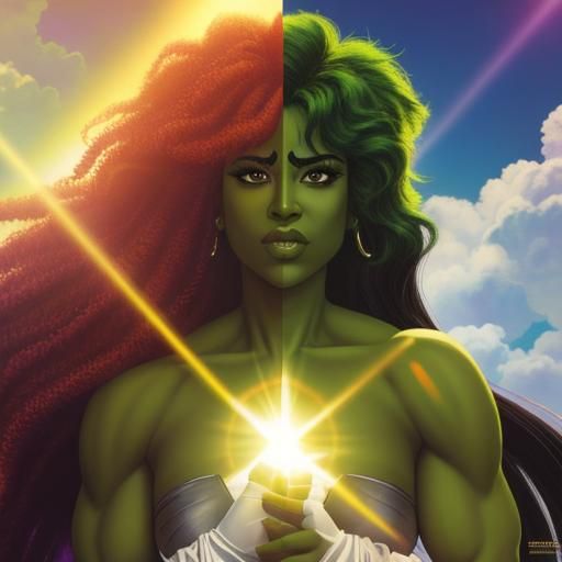 Heavenly Harlem Renaissance She-Hulk in Divine Light