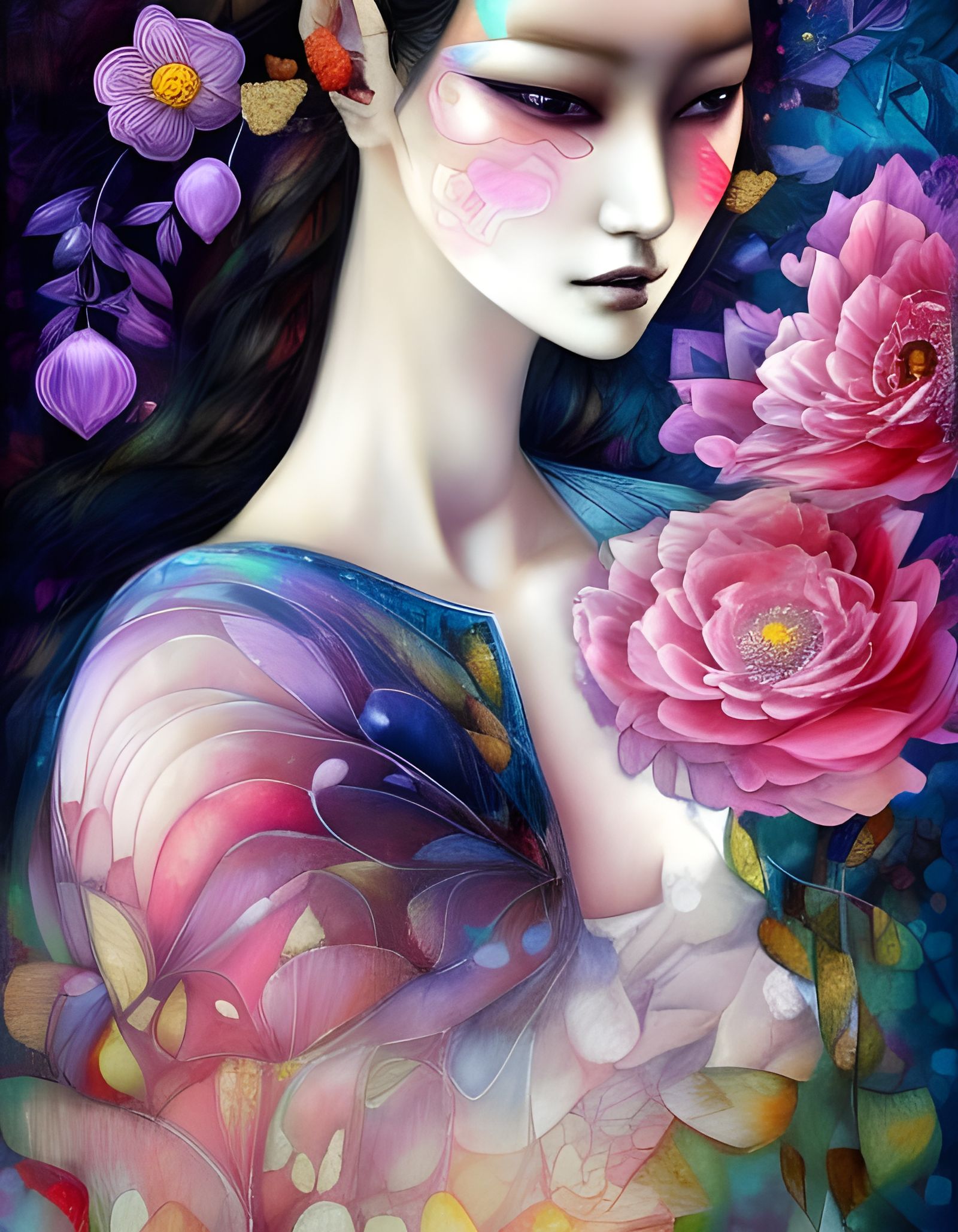 Ethereal Female Portrait in Digital Painting Style