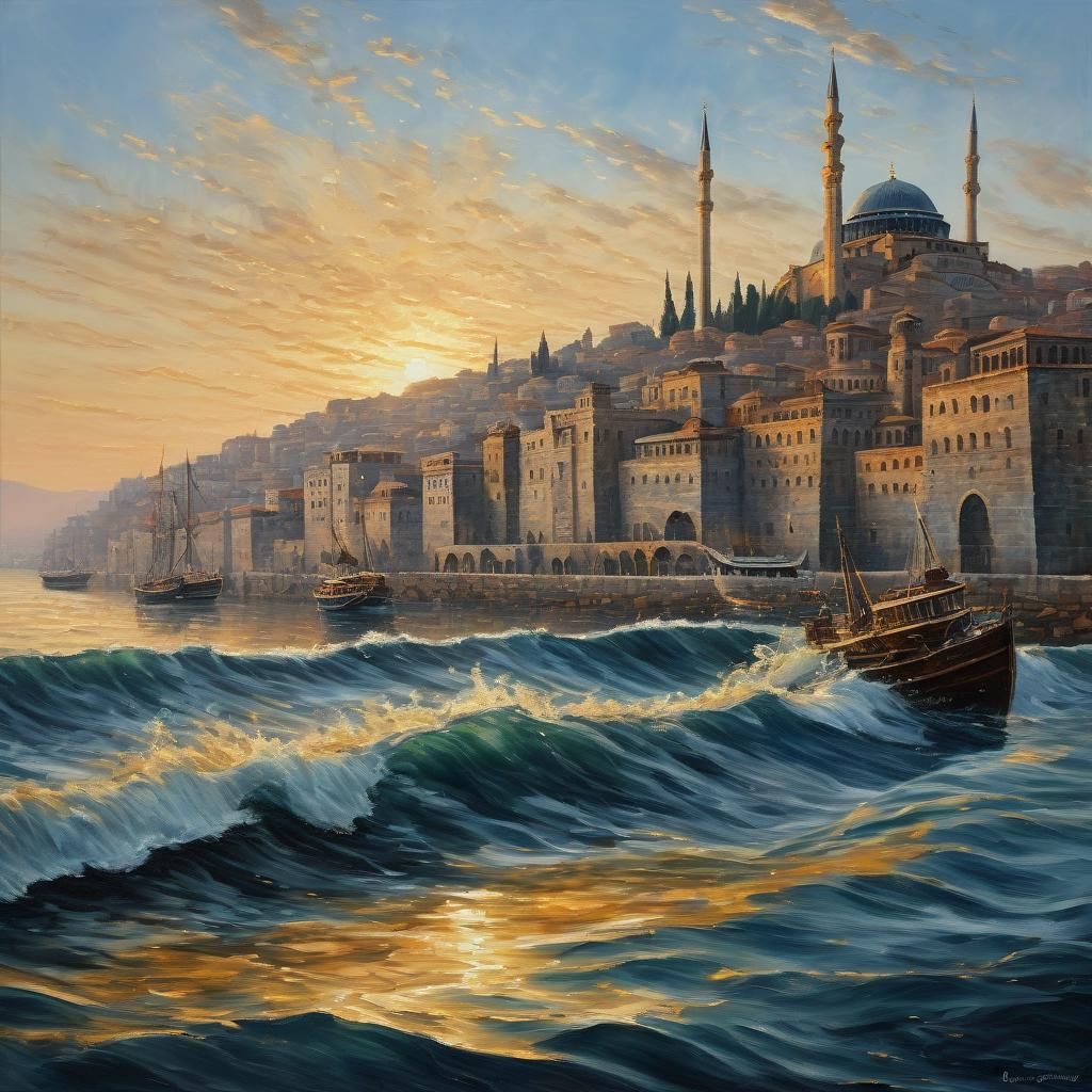 Golden Constantinople at Sunset: Theodosian Walls and Santa...