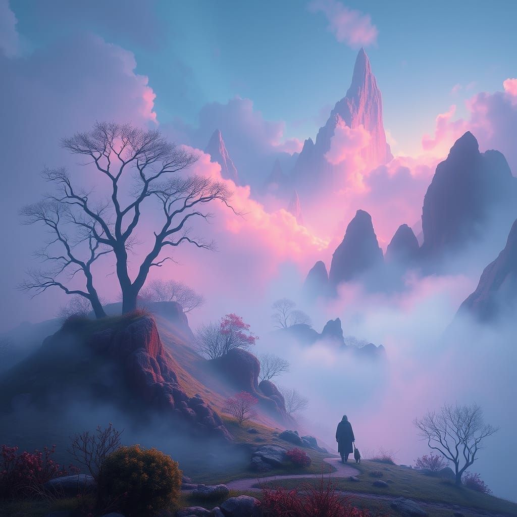 Ethereal Fantasy Landscape with Dreamy Qualities