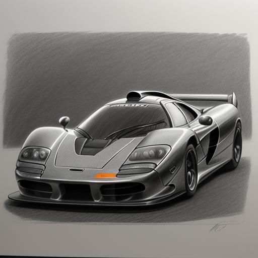 Hyperdetailed Charcoal Drawing of Mclaren F1-LM