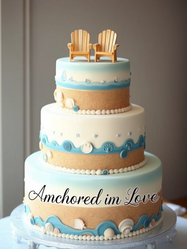 Elegant Nautical Wedding Cake with Sea-Inspired Details