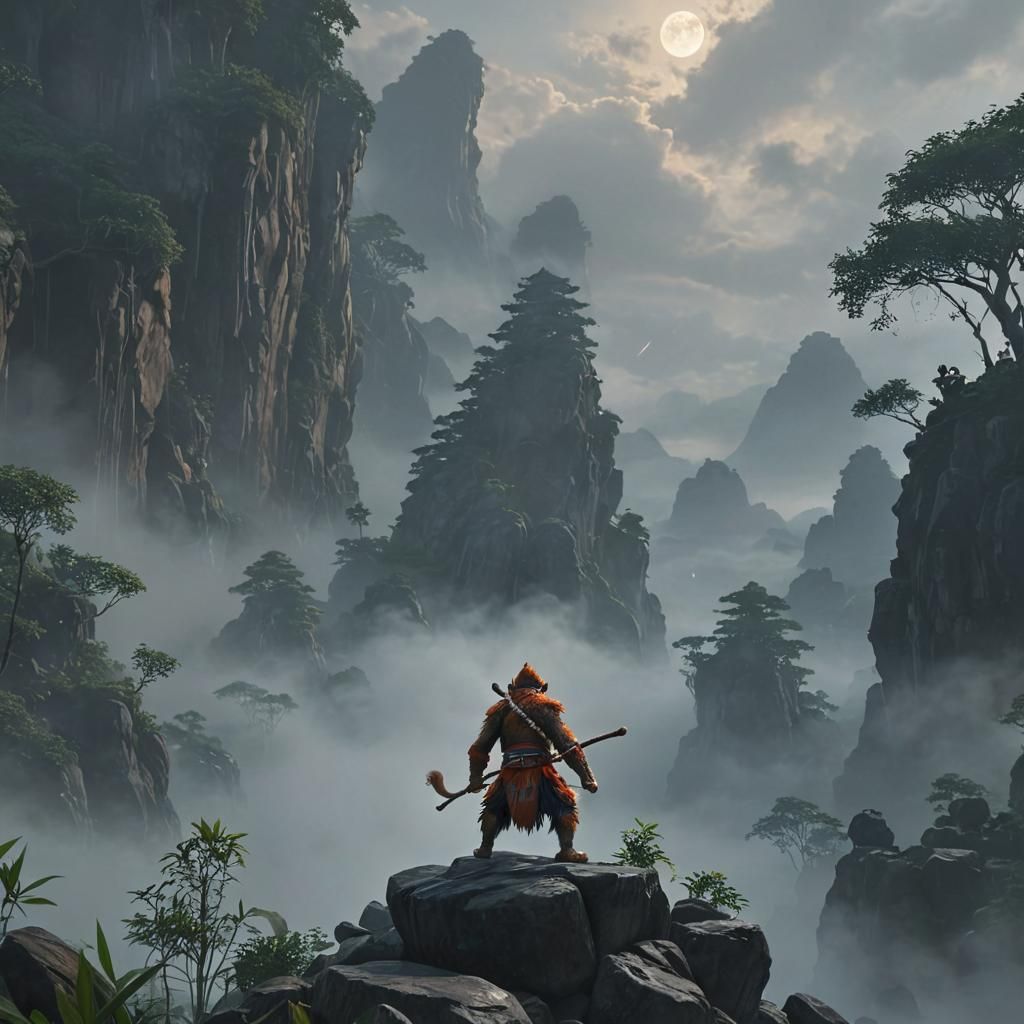 Monkey King in Misty Valley: 3D Game Cinematic