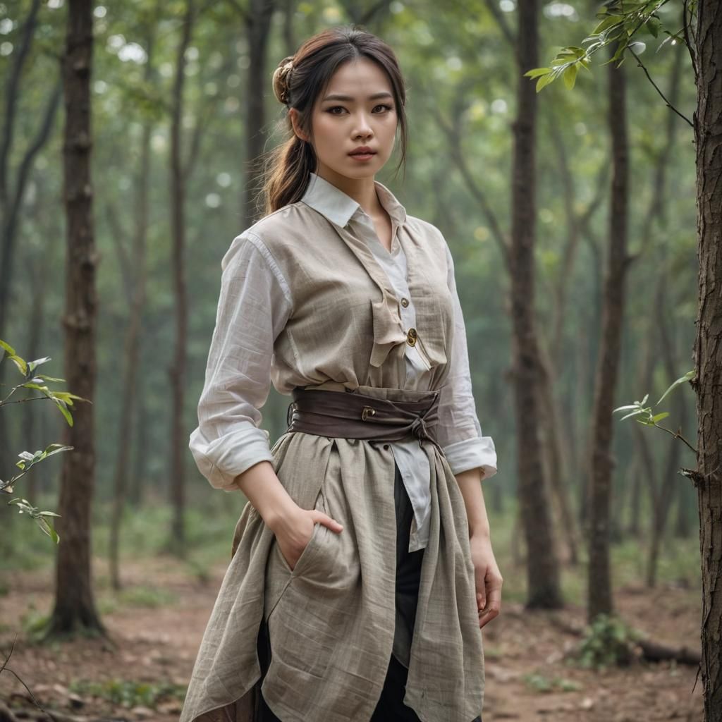 Steampunk Vietnamese Woman with Toned Physique