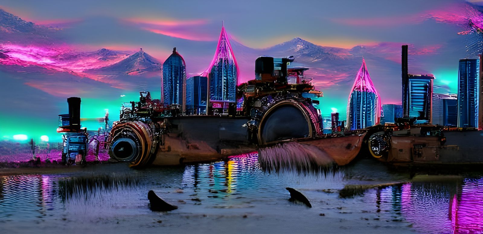 Steampunk Ship Whale in Space Aquarium