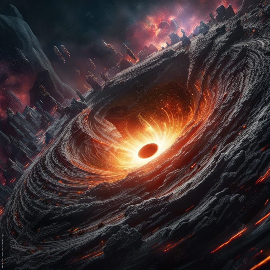 Ominous Black Hole in Deep Space: Detailed Matte Painting