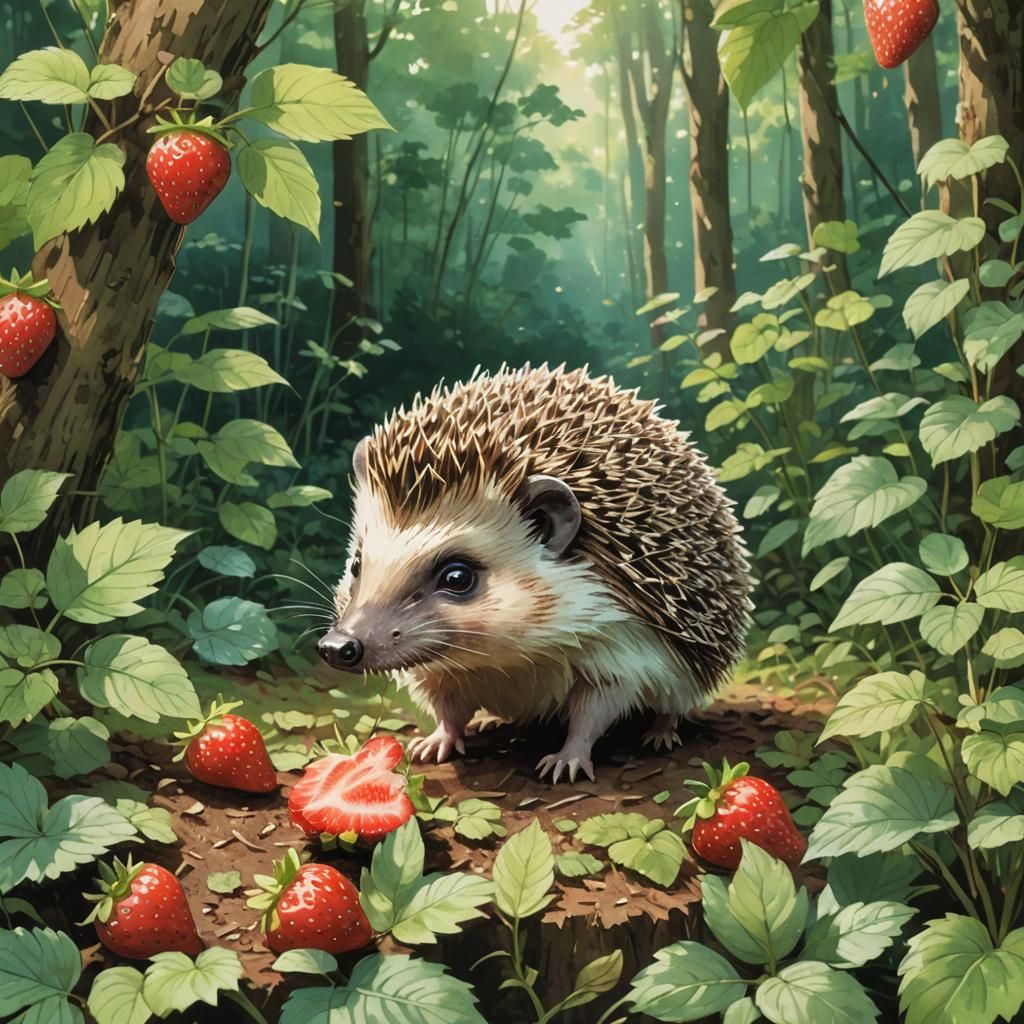 Anime Hedgehog Delight in Lush Forest