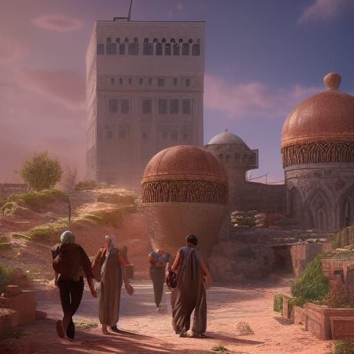 Palestinian People: Detailed Matte Painting in 8k