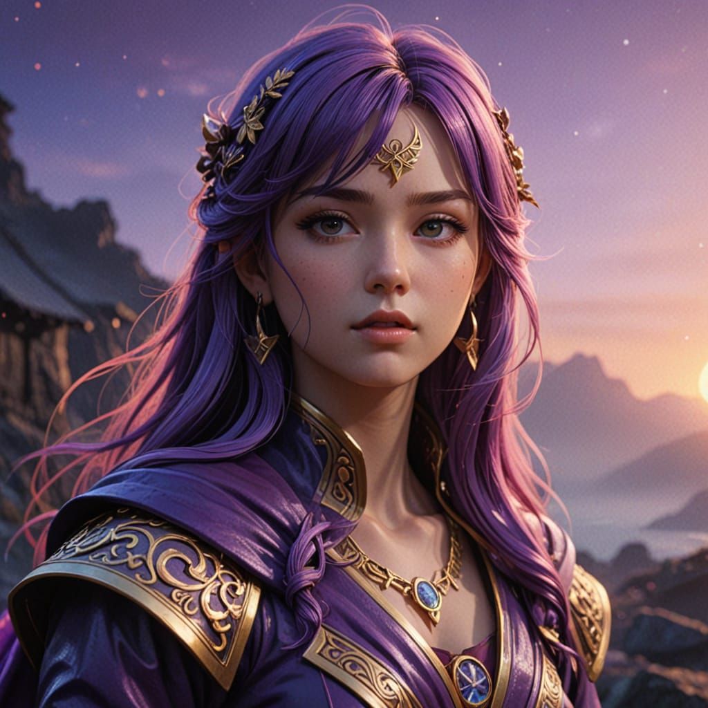 Fantasy Person with Glowing Runes in Anime Style