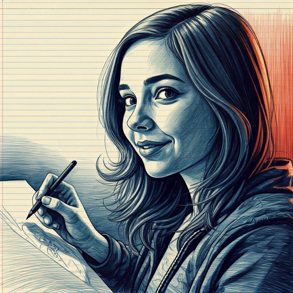 Youthful Artist Lost in Her Creative World