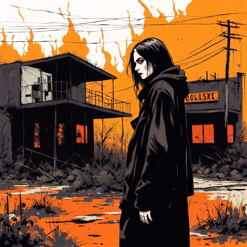 Gothic Female Model in a Dystopian Apocalypse