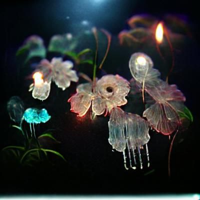 Underwater Glowing Flower Jellyfish