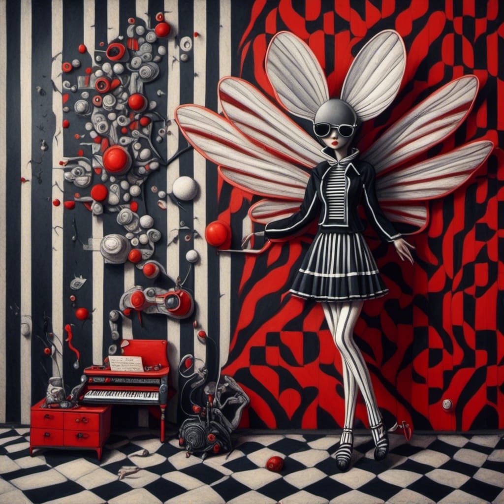 Teslacore Fairy Musician with Black Wings