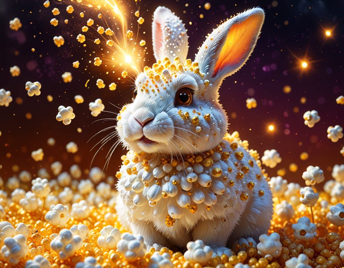 Popcorn Rabbit Concept Art in Digital Food Art