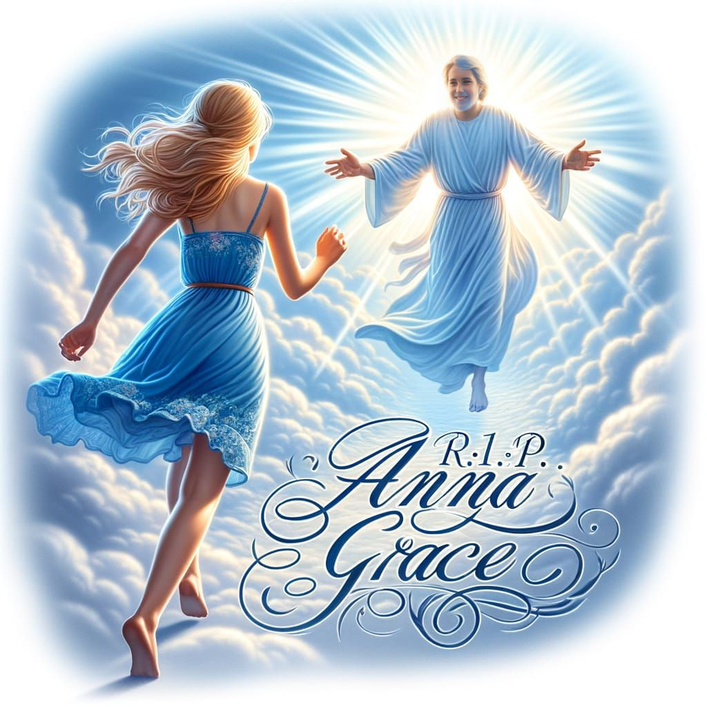 Girl Runs Towards Heaven in Memorial Image