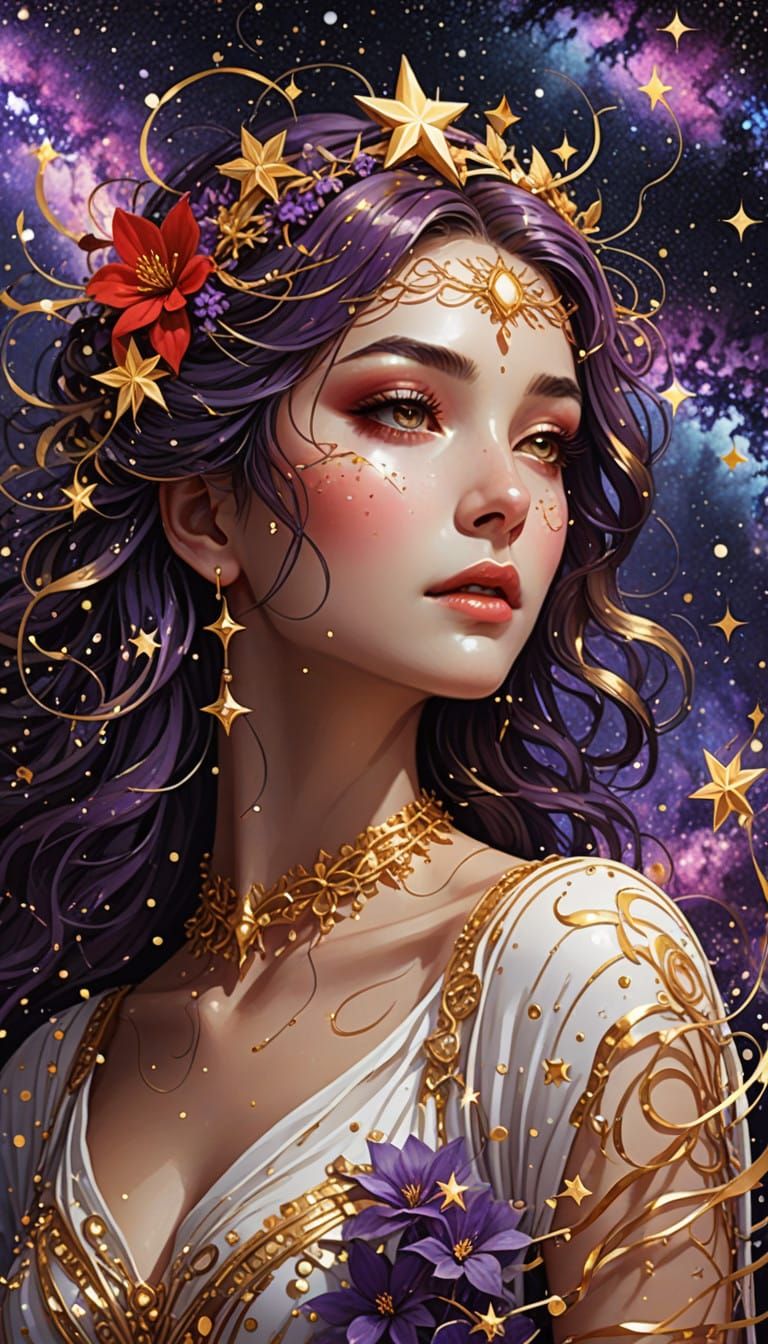 Ethereal Goddess of the Stars in Ancient Greek Mythology