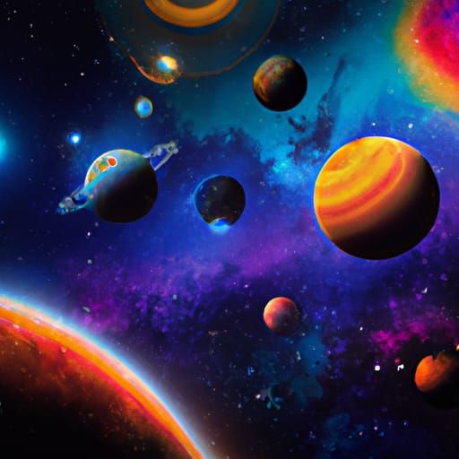 Rainbow Solar System: Epic Cinematic Digital Painting