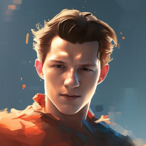 Tom Holland Portrait in Hyperdetailed Art Style