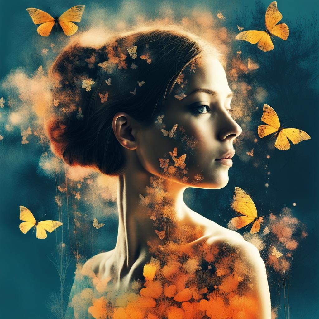 Surreal Silhouette Woman in Enchanted Candyland