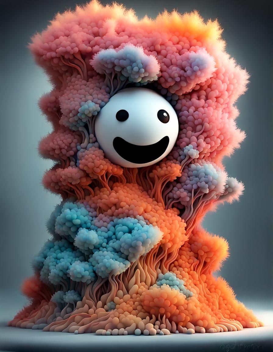 Fluffy Graffiti Character in 3D Stumpwork Style