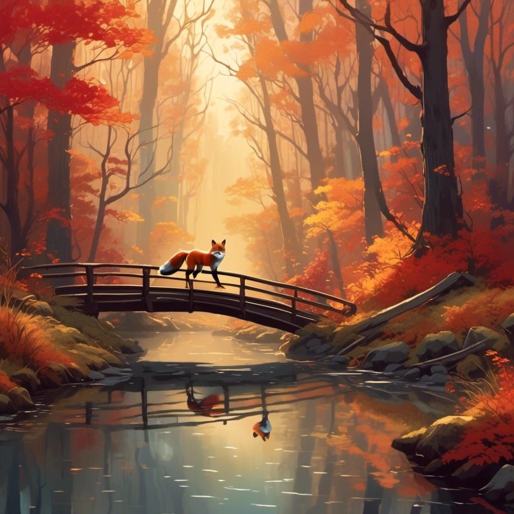Red Fox in Autumn Paradise at Golden Hour