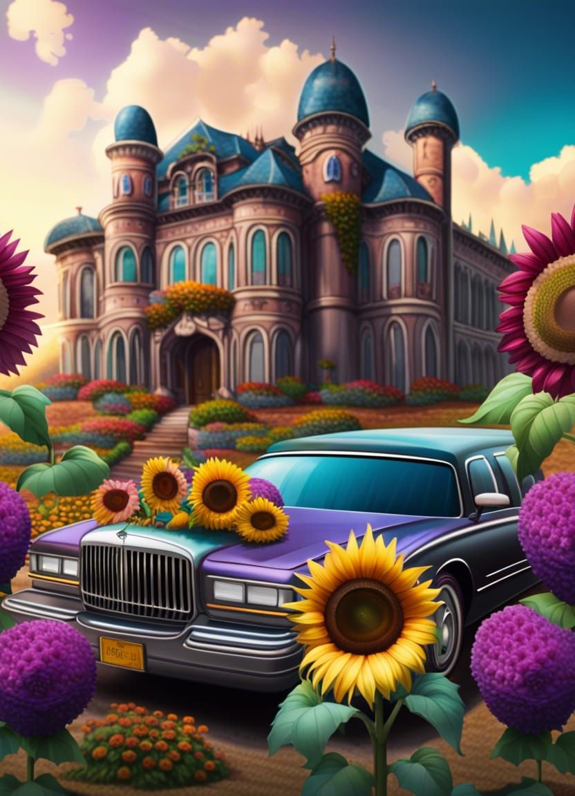 Sunflower Limousine in a Fantastical Garden