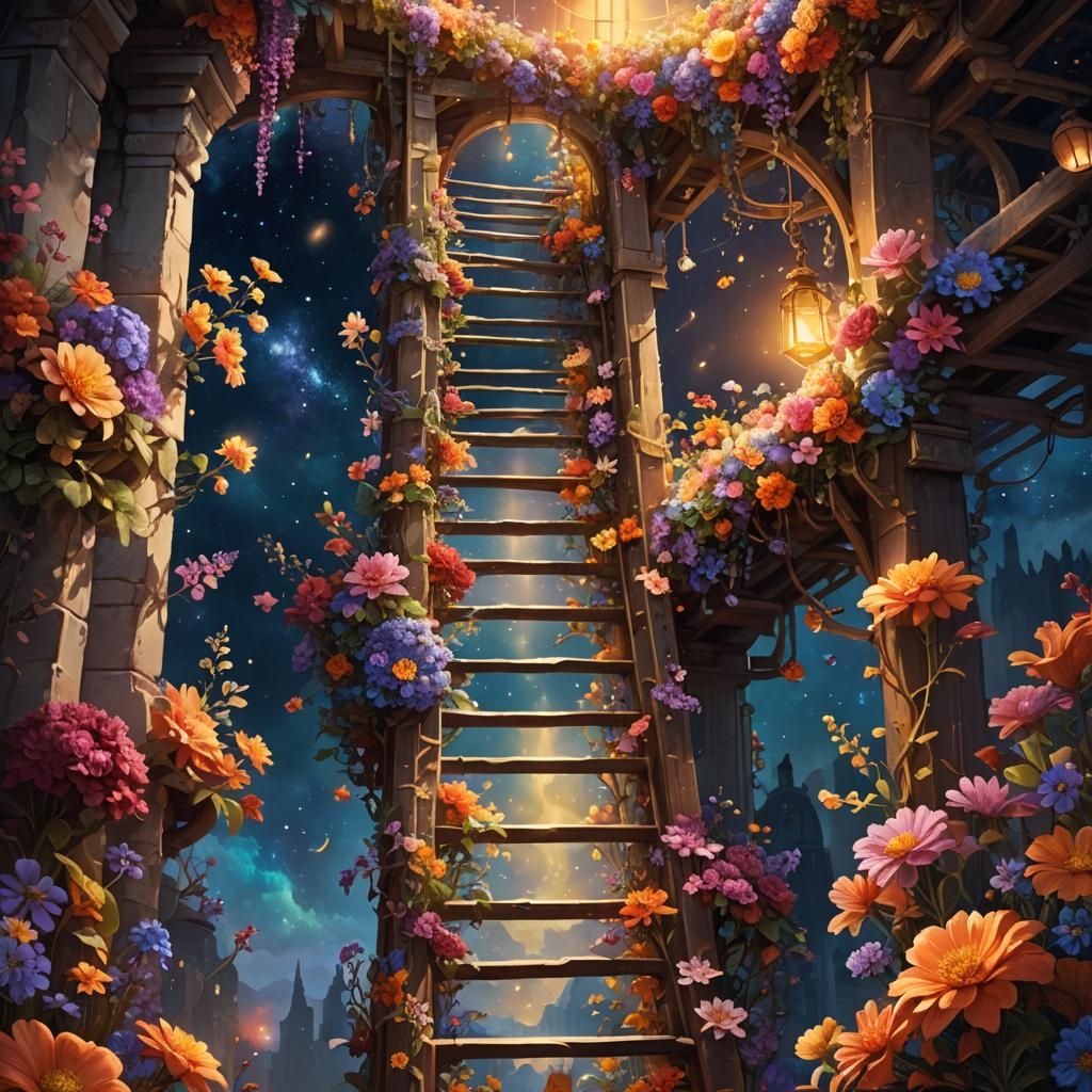 Mystical Ladder Ascends to Celestial Realm