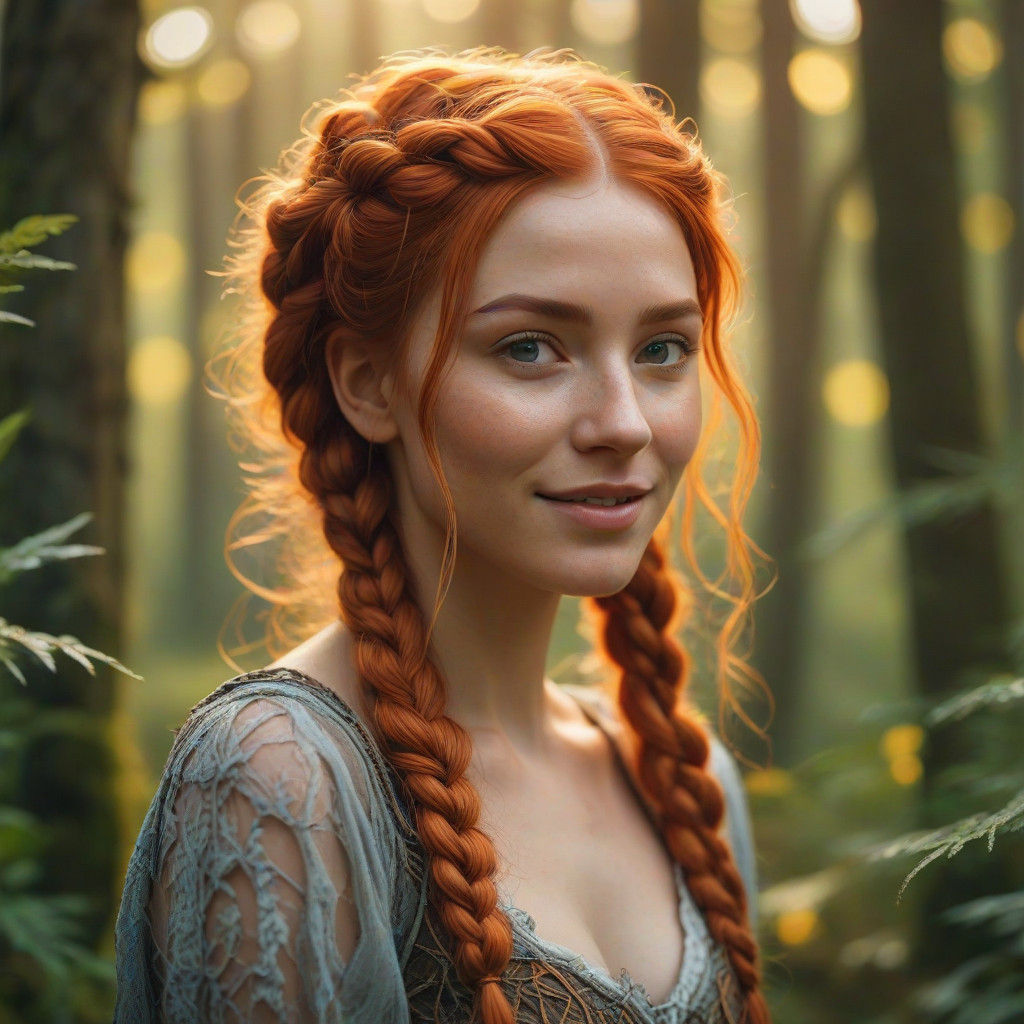 Fae Woman in Whimsical Forest Attire