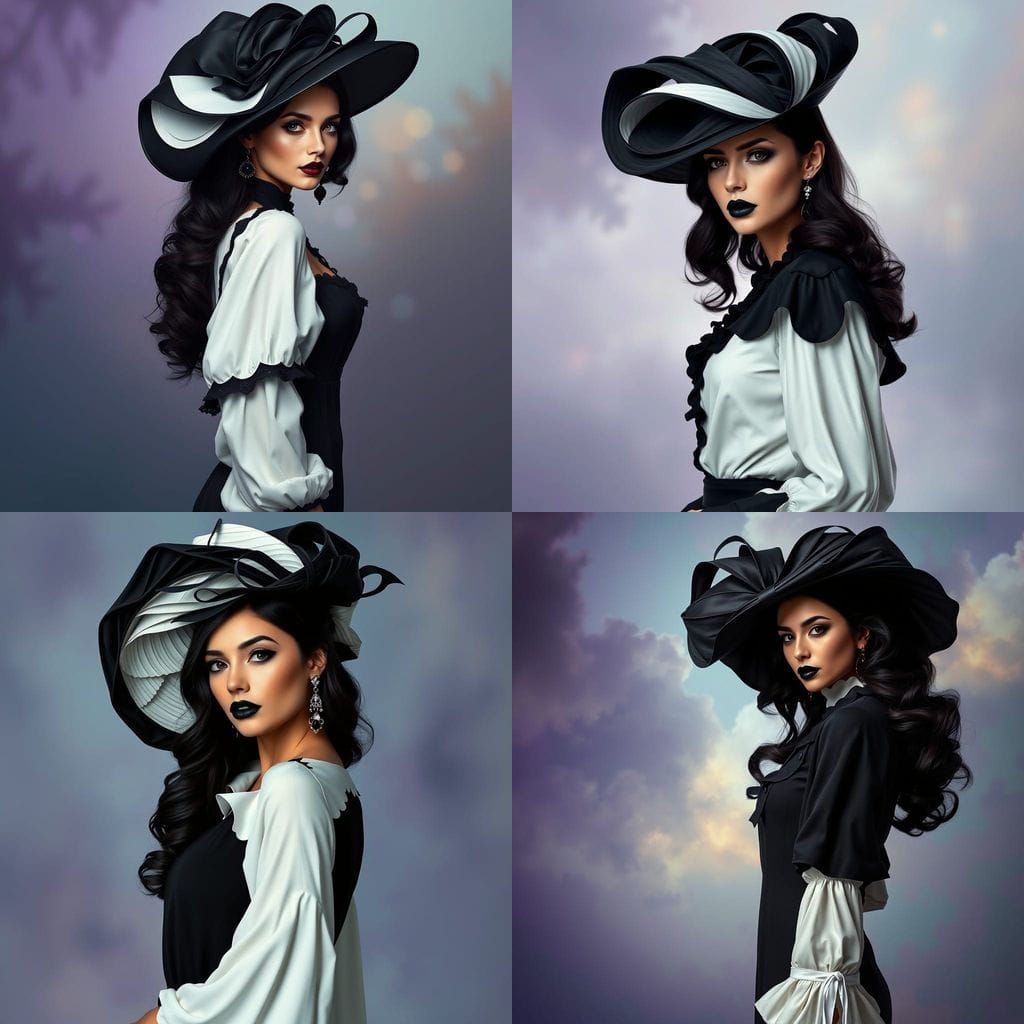 Ethereal Avant-Garde Beauty in Whimsical Monochrome