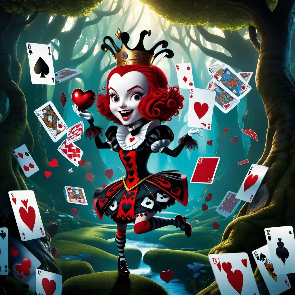 Queen of Hearts Chibi in Maxfield Parrish Style