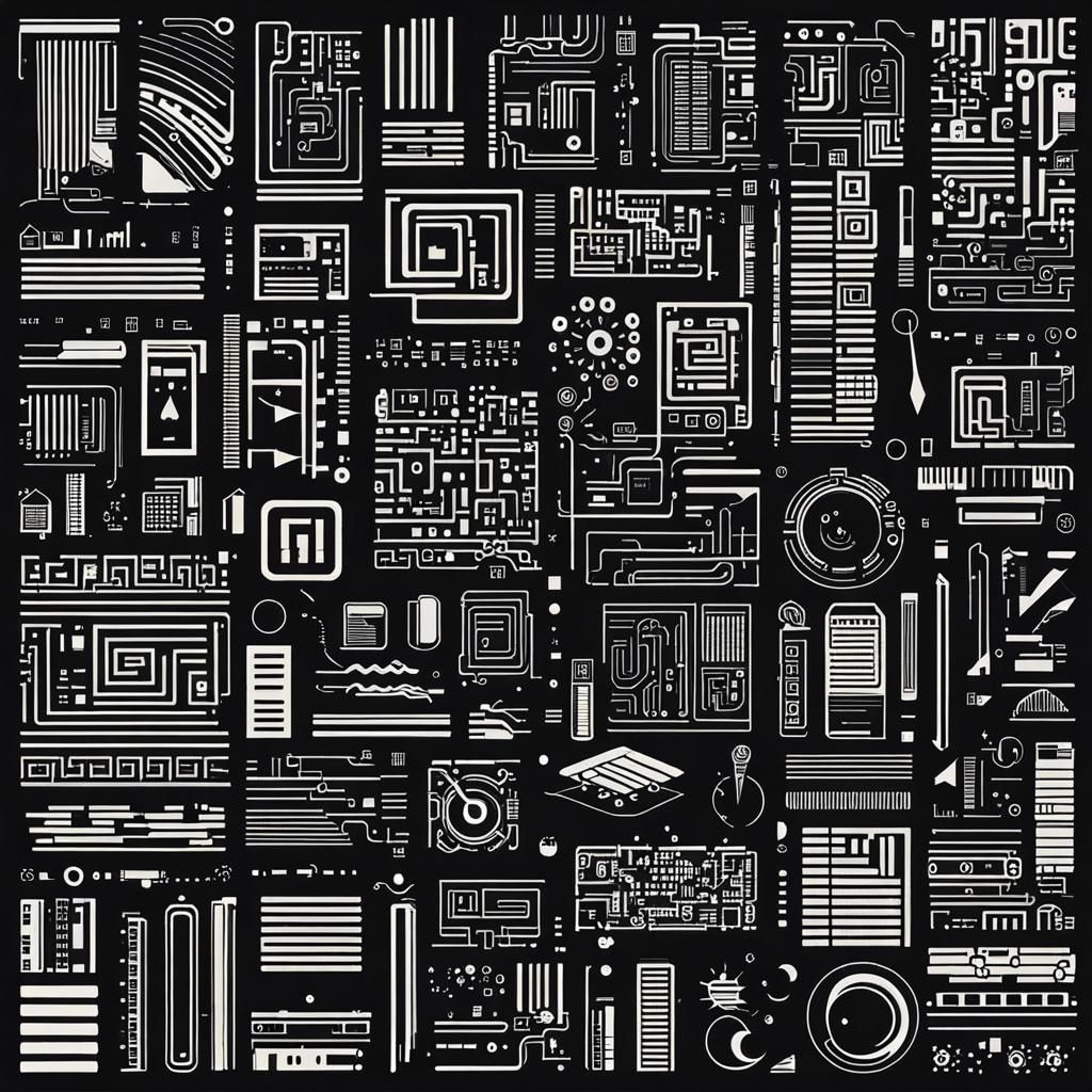 Dark Desktop Background with Psychedelic Abstract Elements