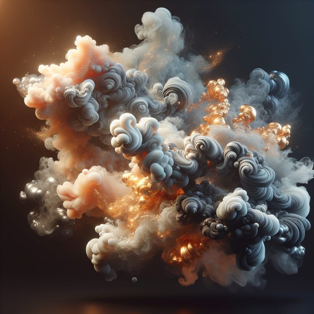 Metallic Smoke: Photorealistic 3D Abstract Art