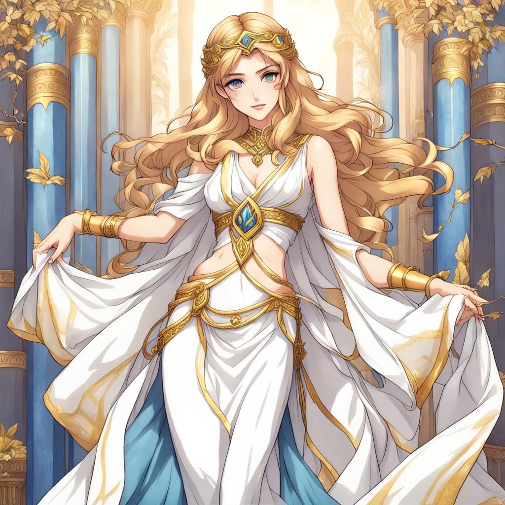 Anime Greek Goddess Illustration