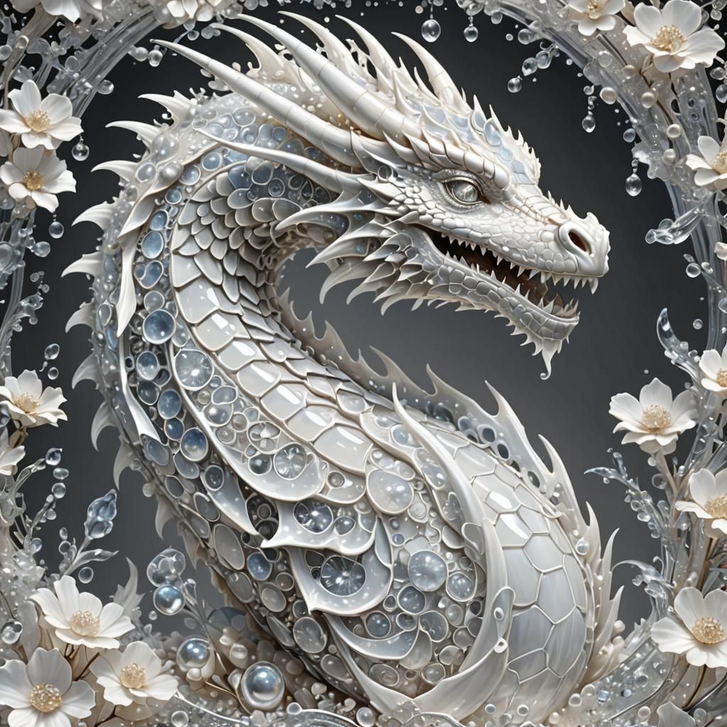 Luminous Crystal Dragon Shell with Ice Flowers