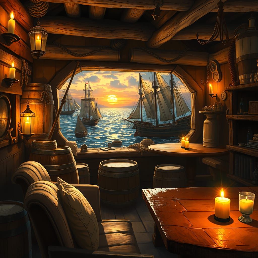 Cozy Rustic Tavern with Warm Golden Light