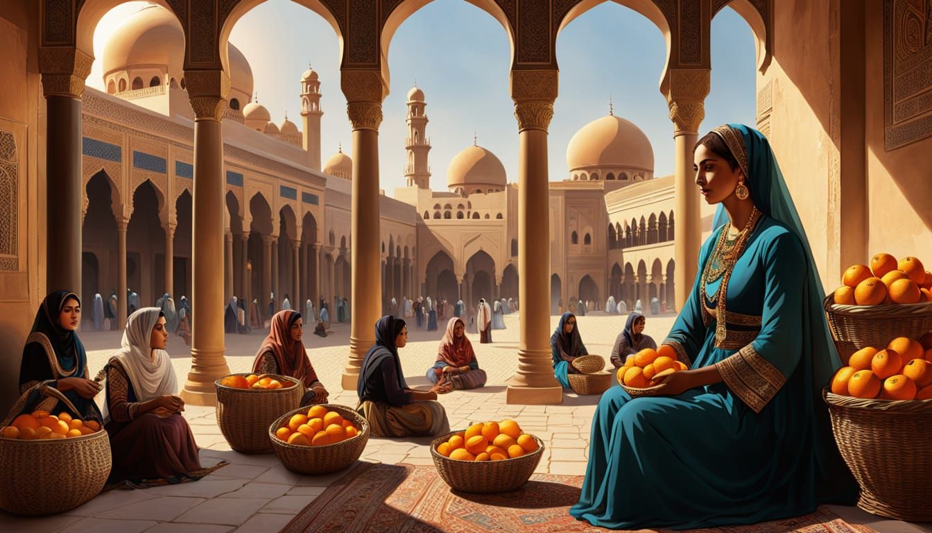 Vibrant 18th Century Algiers Regency Marketplace Scene in Tr...