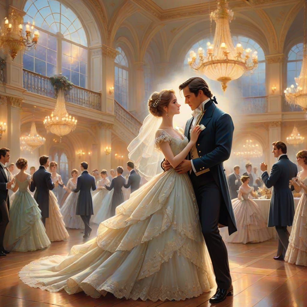 Regency Era Ballroom Waltz in Ethereal Fantasy Art