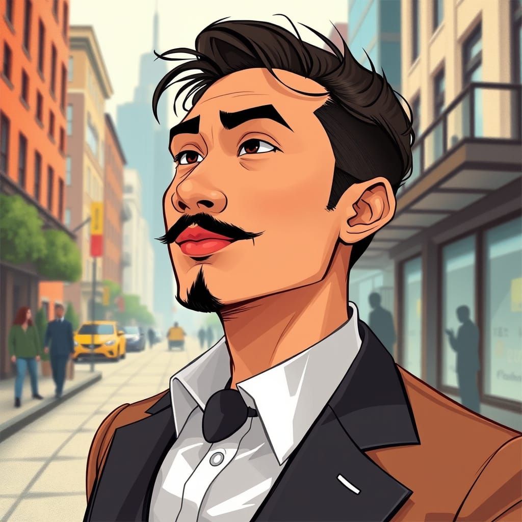 Elegant Chinese Arab Man in Urban Setting