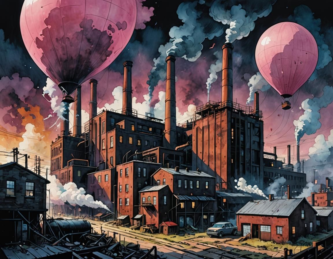 Pink Floyd Animals Album Cover in Watercolor