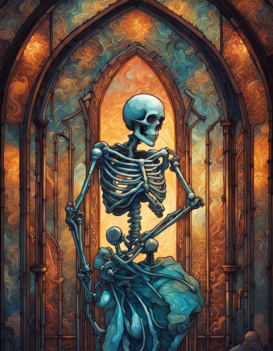 Stained Glass Skeleton Concept Art