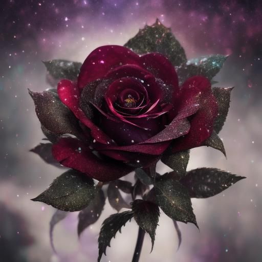 Glittering Macabre Rose in Detailed Matte Painting