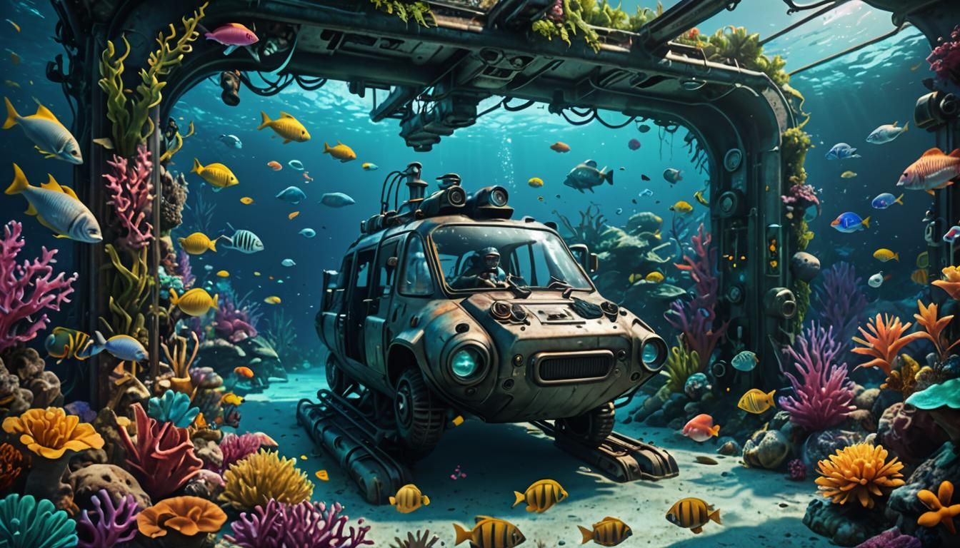 Bahamas Underwater World in Vivid, Detailed Painting