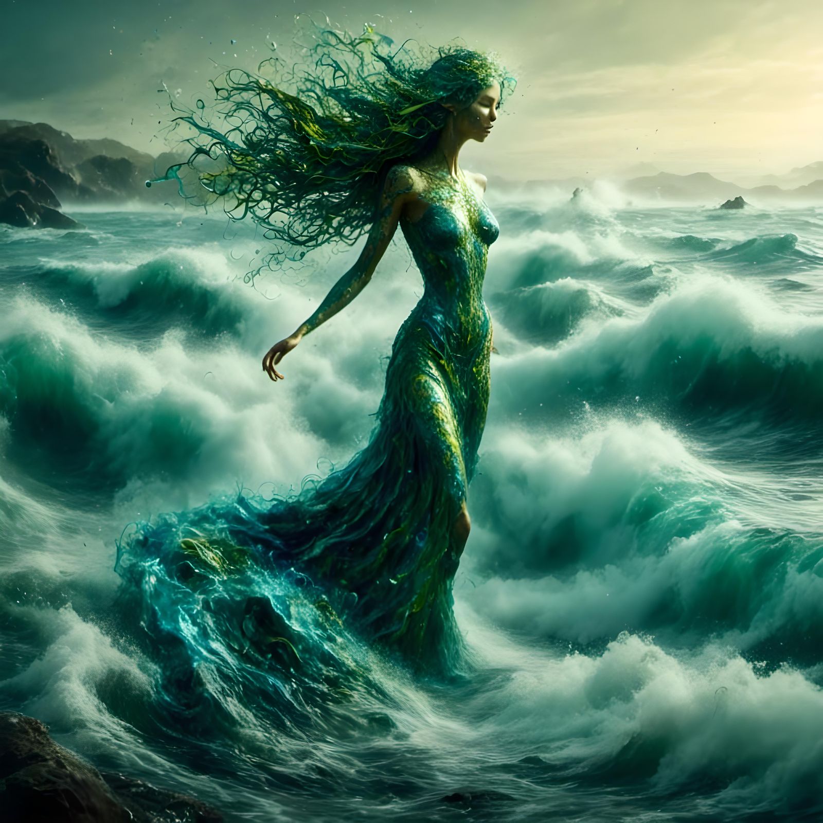 Ocean Woman: Surreal Animated Filigree Art